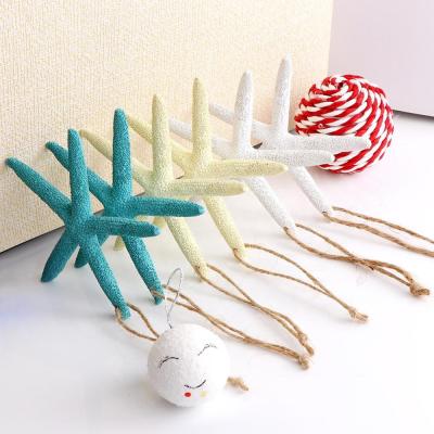 China Ourwarm 10 Pcs Resin Christmas Ornaments Artificial Resin Mini Starfish With Rope Hanging for sale