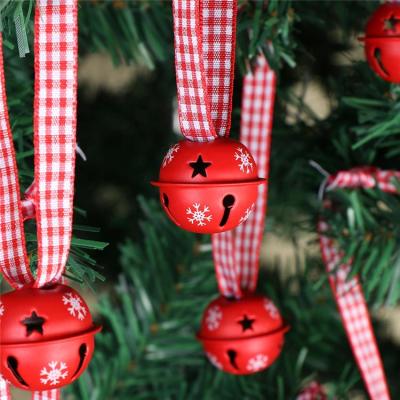 China Ourwarm 20Pcs Iron Christmas Tree Decoration Bell Metal Red Snowflake Jingle Bell for sale