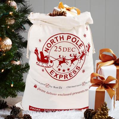 China Can easily wrap large gift or hold multiple small items. Ourwarm Christmas Presents Christmas Santa Sacks Burlap Storage Bags with Drawstring for sale