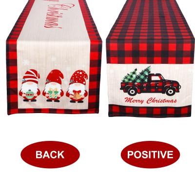 China Wholesale OurWarm Xmas Gnome Side Doll Double Use Truck 42*13inch Sublimation Xmas Table Runner Red for sale