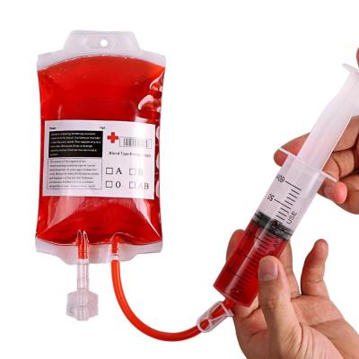 China Halloween Horror Halloween Party Decoration Festival OurWarm Supplies 10 PCS Vampires Blood Reusable Bags Juice Pouch With Syringe for sale