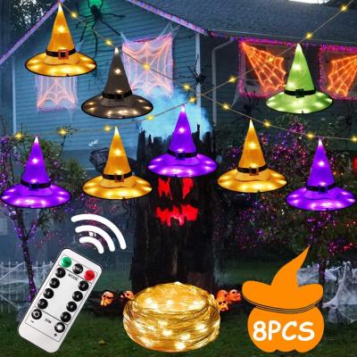 China OurWarm Hot Sale Outdoor 8pcs Halloween Decorations LED Light Up IP65 Witch Hat Outdoor Halloween Decoration for sale