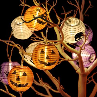 China Perfect for a Halloween Party OurWarm Home Wall Hanging 3D Pumpkin Lantern String Party Halloween Decoration Orange Light for sale