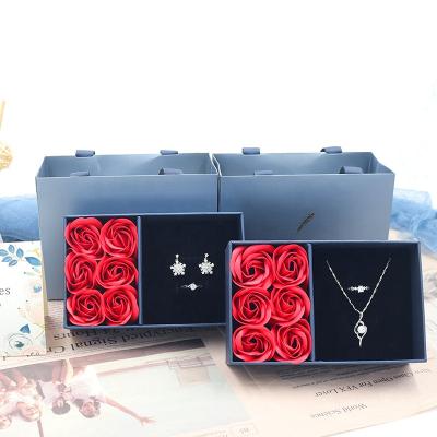 China Unique Lover's Rose Flowers Gift Set Necklace Valentine Flower Box Valentine's Day Gift/Mothers Day Gift/Wedding Gift For Valentines for sale