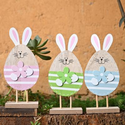 China Colorful Happy Egg Bunny Easter Decoration Easter Home Decor Rabbit Or Kids Toy OurWarm Easter Tabletop Wooden for sale