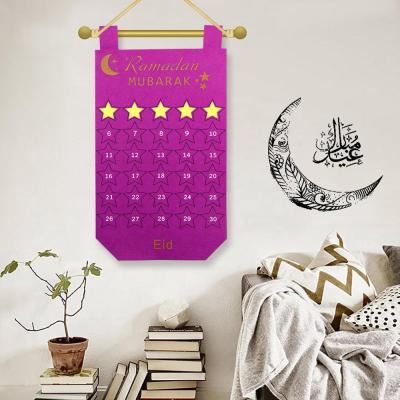 China Ourwarm EID Mubarak Ramadan Kareem Hanging Decor Blue Happy Purple DIY Festival Decoration Felt Calendar For Islam Party Muslim Festival for sale