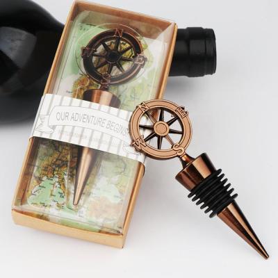 China A Lovely Compass It Travel Wedding Maritime Steering Wheel Symbol Ourwarm Wedding Souvenirs Party Supplies 1pc Compass Wine Bottle Stopper Wedding Favors Gifts For Guests for sale