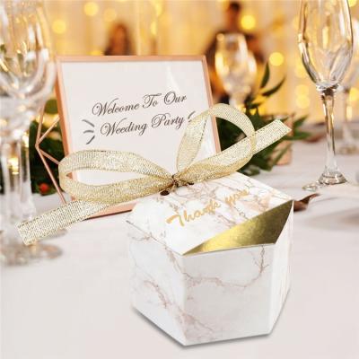 China Ourwarm 10 Pcs Recyclable Custom Favor Box Hexagonal Creative Marble Wedding Gifts Box for sale