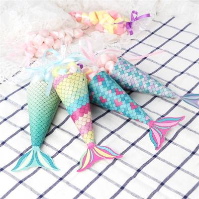 China Ourwarm Birthday Paper Decoration Set Of 12 Pcs Mermaid Party Boxes Candy Bags Favors For Mermaid Party for sale