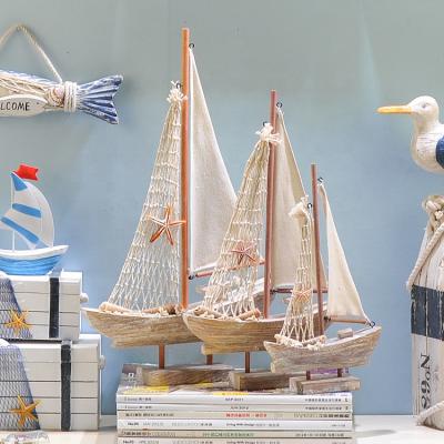 China Hot Sale Europe OurWarm Rural Pine Home Decoration Sailing Boat Wooden Model for sale