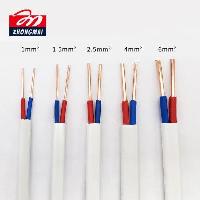 China Twin 2 Core Electric Wire Cable Copper Flat PVC Jacket Insulated Underground 2.5mm 0.05-15mm 4mm Stranded Underground Bundle Zhongmai for sale