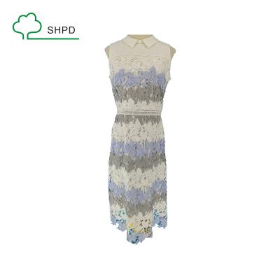 China Summer Anti-Static Wholesale 100% Polyester Lace Sleeveless Dress for sale