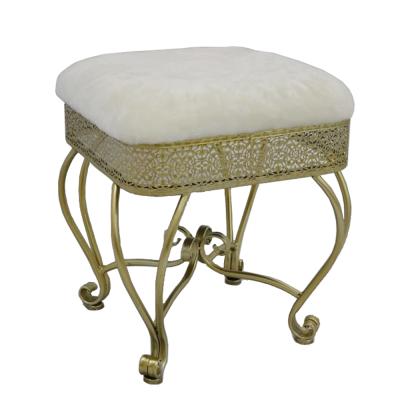 China No Gold European Square Steel Metal Home Style Decoration White Ottoman Footstool for sale