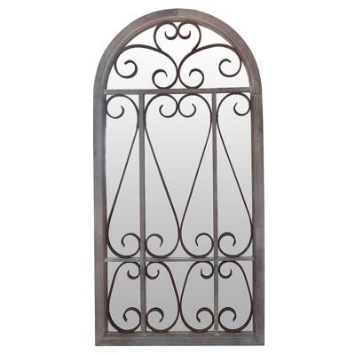 China Rustic Eco - Friendly Magi Decorate Wooden And Iron Hanging Window Modeling Wall Mirror for sale