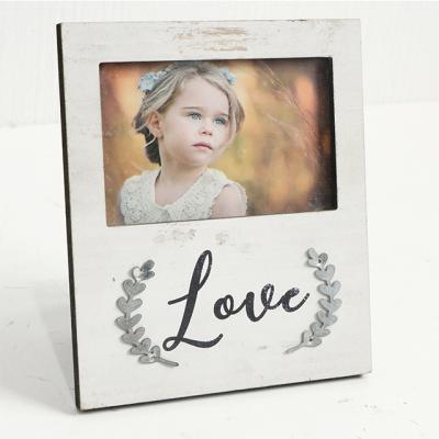 China Photo Frame Wedding Gift Table View Table Photo Frame With Metal Leaf Decor Design Living Room Wooden Three Kings MDF OEM Service White Standing BSCI 10pcs for sale