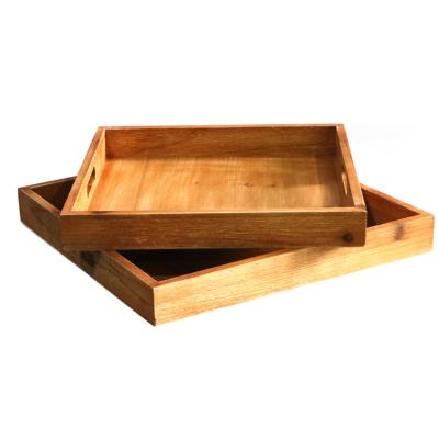 China Eco-Friendly Retro Farmhouse Serving Style With Wooden Handle Storage Food Serving Trays for sale