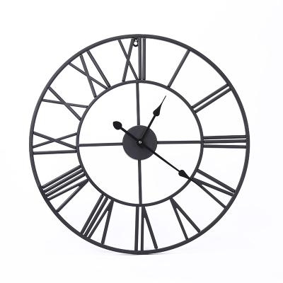 China Wholesale Antique Simple Rustic Vintage Style Farmhouse Three Kings Style Decor Black Metal Wall Clock Quartz Analog Home Living Room Wall Clock for sale