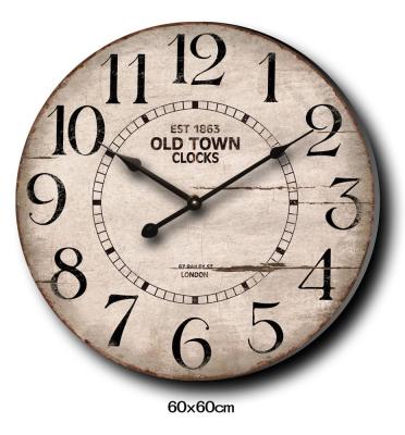 China Retro Bedroom Rural Rustic Wooden Antique Style Shabby Chic Wall Clock for sale