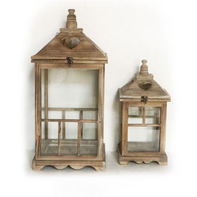 China Eco - Friendly Stylish Rectangle Rustic Wooden Lanterns for sale