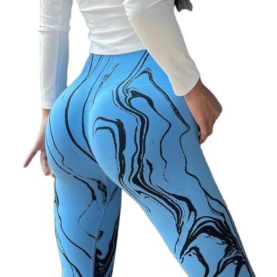 China Antibacterial Seamless Yoga Pants Tie-Dye High Waist Fitness Workout Sports Gaiters Women Pants for sale