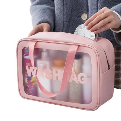 China Large Capacity Portable Cosmetic Bag Waterproof PVC Storage Fashion Cosmetic Bag Travel Swimming Transparent Wash Bag for sale