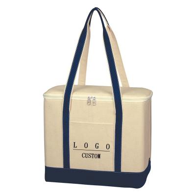 China Eco-Friendly Waterproof Promotional Factory Brand Logo Advertising Promotion Custom Gift Bags Large Cotton Canvas Cooler Bag for sale