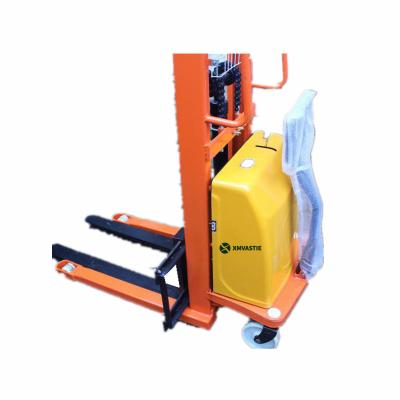 China Safety Easy Convenience Economical Hand Operation Pallets Jack Double Frame Semi Electric Pallet Stacker Rough Terrain for sale