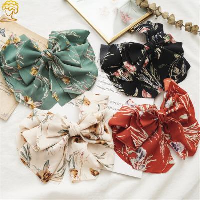 China European Fashion Women's Hair Clips Bowknot Summer Chiffon Floral Spring Hair Clip Hair Accessories for sale