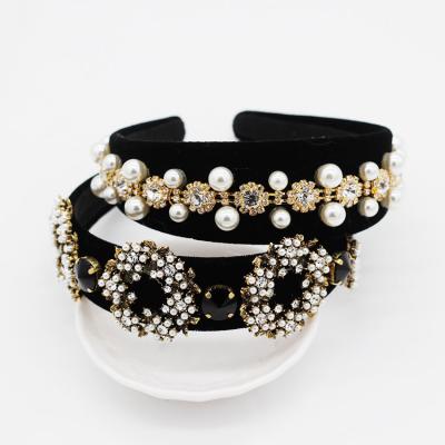 China Fashion fancy high quality luxury rhinestone headband party baroque headband for women for sale