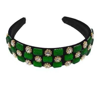 China New Baroque Green Fashion Rhinestone Gemstone Women's Korean Headband Hairband Headband For Girl for sale