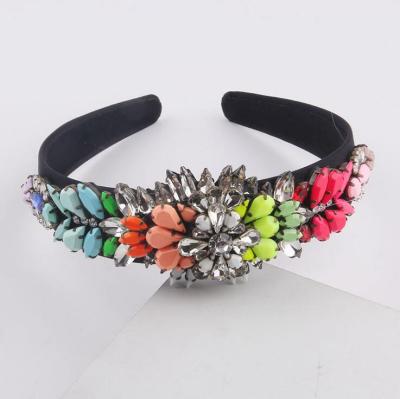 China Wholesale New Fashion 2021 Fashion Rhinestone Hairband Flower Headband Baroque Hair Accessories Headband For Girl for sale