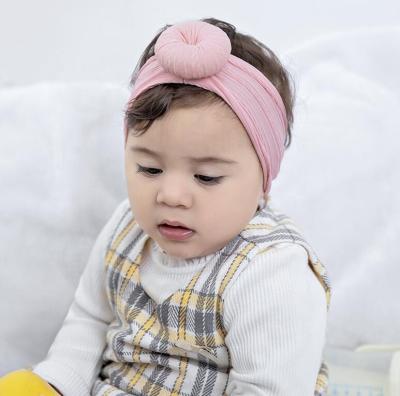 China Fashion Wholesale Rose Nylon Hair Headwear For Infants Baby Turban Knot Headbands For Kids Hair Accessories for sale