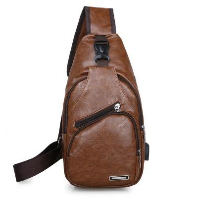 China New fashion wholesale USB charging left men's chest bag PU shoulder bag fashion leisure backpack cross - body bag for sale