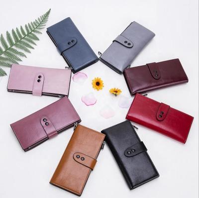 China Wholesale New Fashion Women's Double Long Buckle Large Capacity PU Pocket Purse Leather Wallet For Women for sale