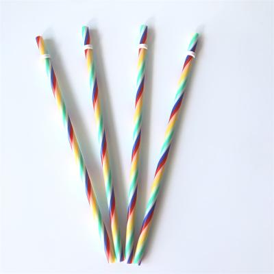 China Colored BPA Free 7 Colors In One Color Iridescenc Reusable Plastic Drinking Straws for sale