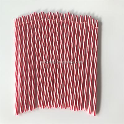 China Eeo Friendly Reusable Drinking Red Color Stripped PP Stripped Plastic Straws Set BPA Free In Stock for sale