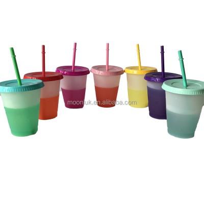 China Stock 480ml/16oz Viable Rts Cold Color Changing Bulk Tumblers Plastic Cups for sale