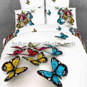 China Anti-Static 100% Polyester 3D Printed Butterfly Design Bed Sets Fabric for sale