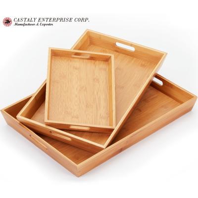 China Eco-Friendly Quality Product Bamboo Restaurant Trays Set Of 3 Eco Friendly Bamboo Serving Trays for sale