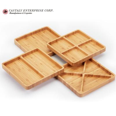 China Disposable Natural Materials Restaurant Tool Kit 4 Bamboo Rectangle Serving Dishes for sale