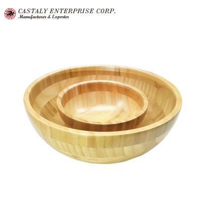 China Sustainable Sustainable Natural Wooden Kitchen Utensils Fruit Vegetables Large And Small Household Bowl Set Bamboo Salad Bowl for sale