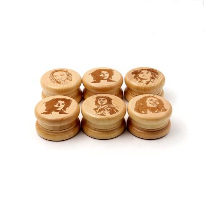 China High Quality Color Printing Tobacco Grinding 2 Pieces 55mm Wooden Spice 2.2inch Grinder Smoking Accessory for sale