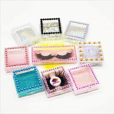 China Mink Lashes Wholesale Pearl Lash Box Square Diamond Box False Pearl Lashes With Custom Package Boxes for sale