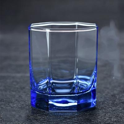 China Modern Colorful Blue Star Anise Glass Water Juice Drinks Mug Straight For Milk Beer Whiskey Mug Wholesale for sale