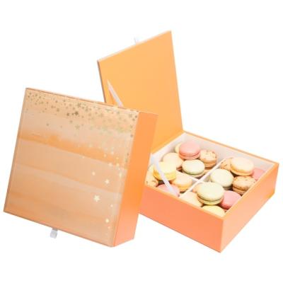 China Luxury Materials Macaron Gift Box Macaron Gift Box Candy Packaging Jewelry Box PU Leather Recycled Wooden Packaging With Glass Cover for sale