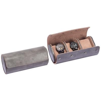 China Adult Ready To Ship CUSTOM Luxury Roll Leather Case Simple Travel Watch Roll 3 Slots Watch Roll Luxury for sale