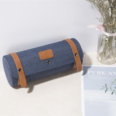 China Adult High Quality Vegetable Leather Watch Roll Holder Travel Case Organizer For 3 Watch Man Woman Watch Holder Roll for sale