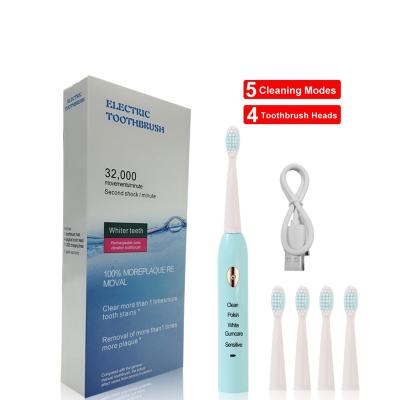 China Oral Electric Toothbrush Washable Ultrasonic Sonic Rechargeable Toothbrush USB Washable Clean Powerful B Charging for sale