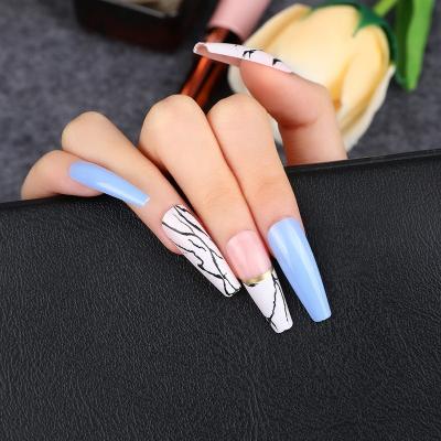 China Easy Apply Wholesale 24pcs Full Cover Pre Pasted Nail Art Artificial Fingernails False Nails Press On Fake Nails Tips for sale