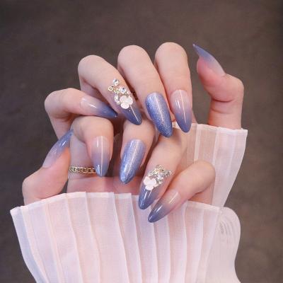 China Easy Apply New 24pcs/Set Pink Leopard 3d Pearl False Nail Art Finger Nails Full Ballet Nail Decal Art Tips Artificial Nail for sale